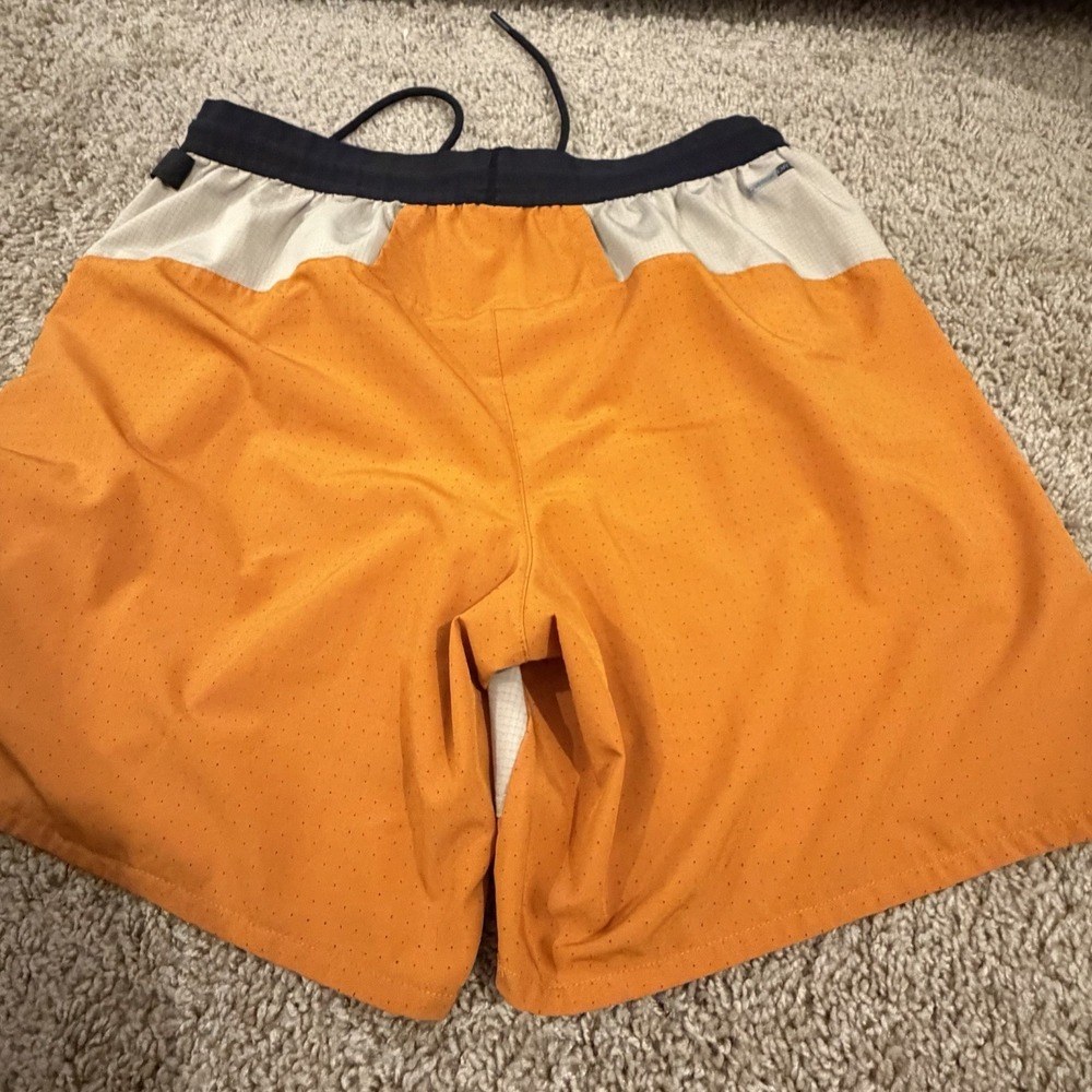 Unipro Men's Athletic Mesh Shorts Drawstring Pockets M Orange/Beige/Black